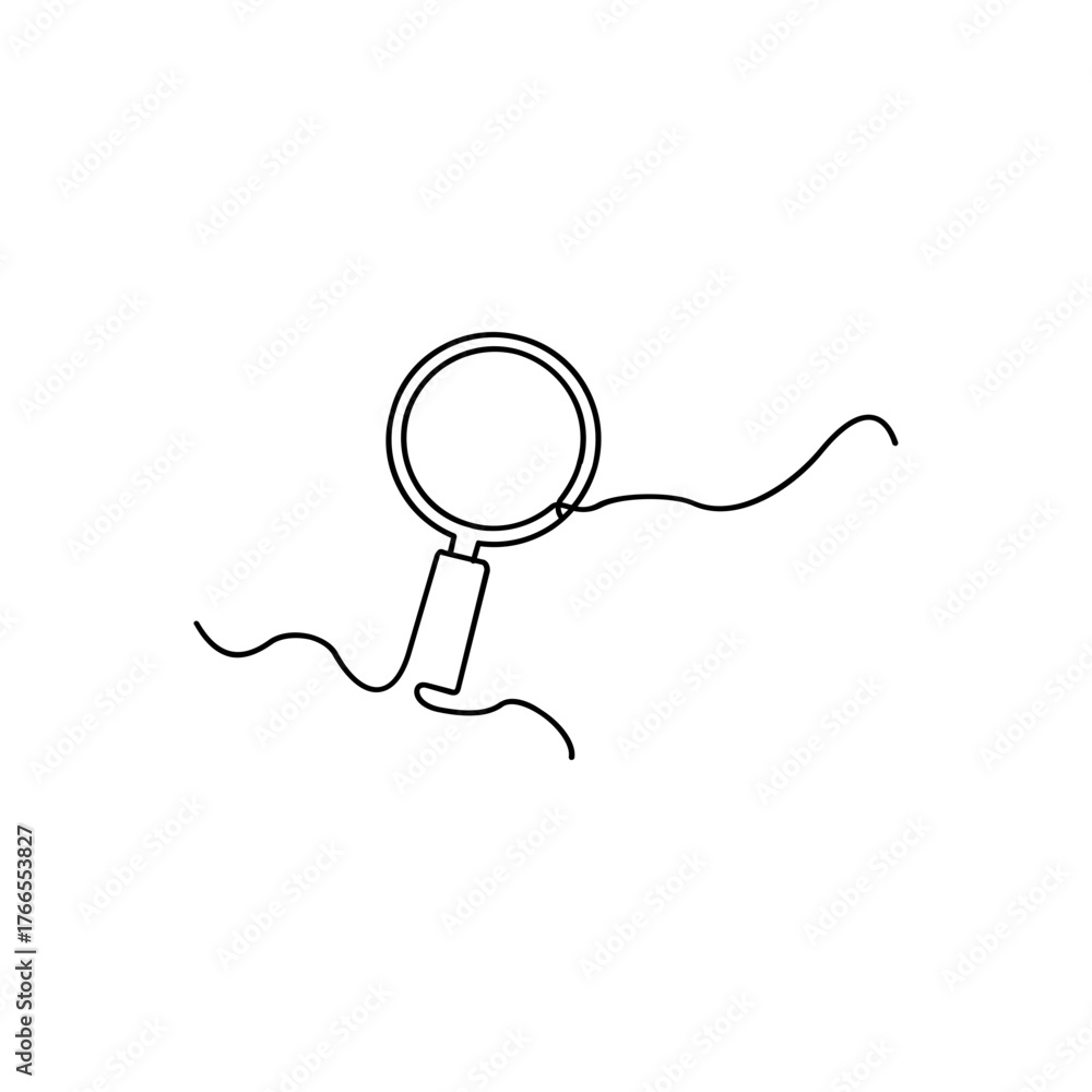 Obraz premium Magnifying Glass One Line Drawing on Pink