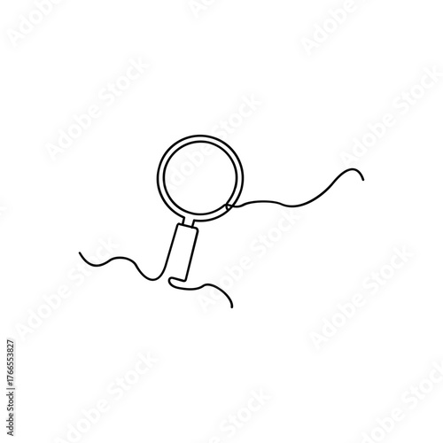 Magnifying Glass One Line Drawing on Pink