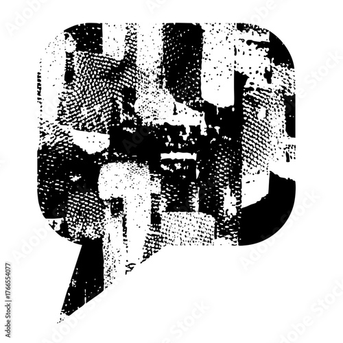 Speech bubble transforms into face abstract illustration