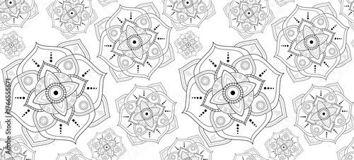 Intricate mandala background for invitation, card, or poster design. Seamless pattern in vector.