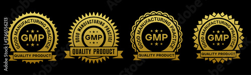Gold GMP Quality Product Certification Emblem Badges