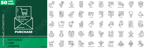 Purchase Line Editable Icons set.