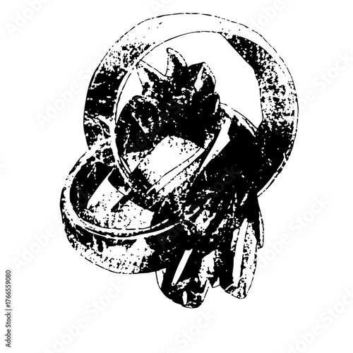 Cat sleeps curled abstract illustration