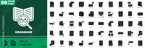 Grammar Solid Editable Icons set.