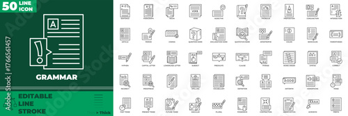 Grammar Line Editable Icons set.
