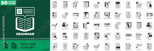 Grammar Duotone Editable Icons set.