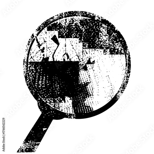 Magnifying Glass Investigates Evidence in Forensic Analysis