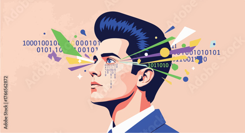 Algorithmic Prophet – Abstract Vector Representing Predictive Analytics and Data Foresight 2