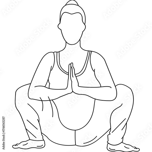Illustration of Woman in Yogi Squat Yoga Pose