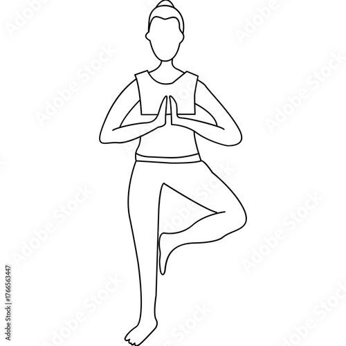 Tree Pose Yoga Illustration on Pink Background