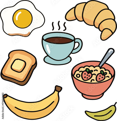 BREAKFAST WITH VARIOUS DELICIOUS FILLINGS AND DRINKS