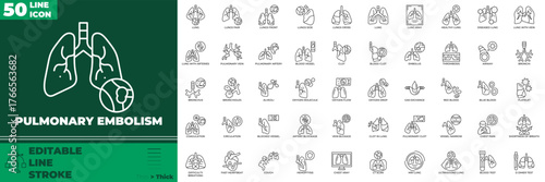 Pulmonary Embolism Line Editable Icons set.
