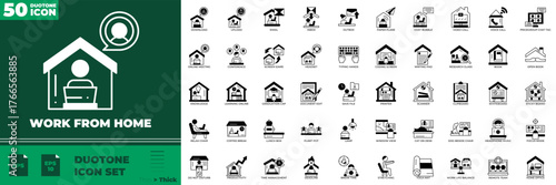 Work From Home Duotone Editable Icons set.
