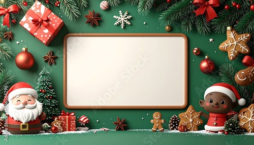 Cute 3D Christmas Banner Template
Santa Claus and Friends Message Board