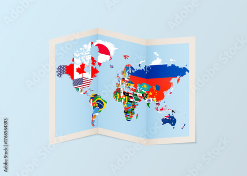 Global Map with Country Flags
