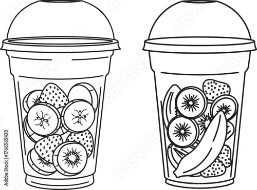 Two cups of fruit smoothies silhouette