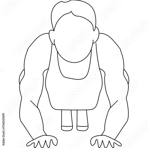Line Art of Person Doing Push-Up