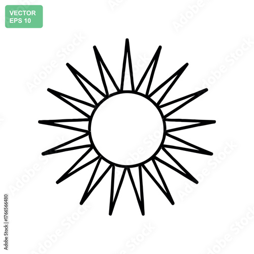 Stylized sunburst graphic with sharp rays emanating from a central oval shape
