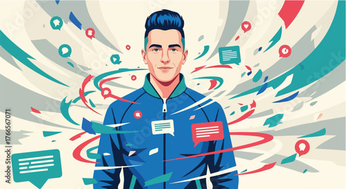 Digital Stoic – Clean Vector Illustration Representing Focus and Calm Amid Business Chaos 2