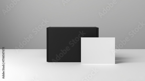 Minimalist Cube Composition: A striking visual of a black and a white cube on a bright surface, offering a modern, clean design suitable for various design project. 