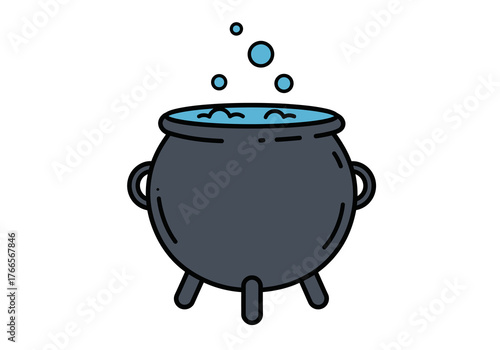 A vibrant cartoon cauldron, bubbling with an effervescent potion, symbolizing the magical origins and natal beginnings of ancient spells and mystical traditions