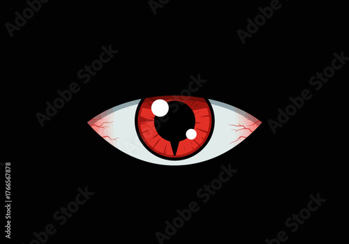 Intense Gaze A Striking Red Eye in the Dark, Evoking the Natal Essence of Expression and Unique Human Connection