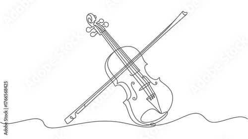 Elegant single line drawing captures the timeless beauty and artistry of a classical violin poised for performance, evoking passion and sophistication.