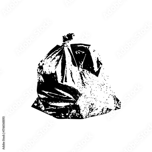 Trash bag spills contents in illustration