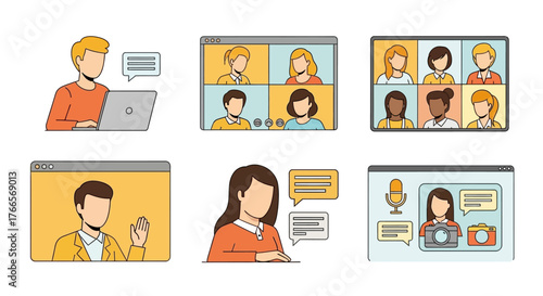 People Participating in Online Video Conference Calls.