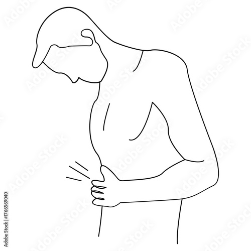 Abdominal Pain One Line Illustration � Stomach Ache Minimal Vector