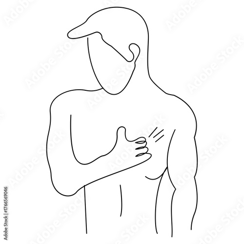 Heart Pain One Line Drawing � Chest Discomfort Minimal Line Art