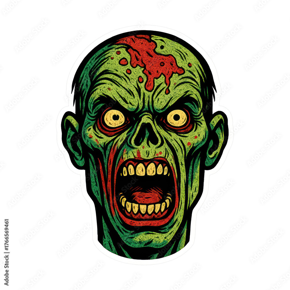 Fototapeta premium PNG Terrifying zombie head illustration