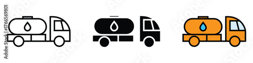 Fuel truck icon vector. fuel delivery, logistics, essential services and movement symbol. vector illustration.