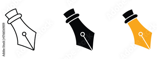 Ink pen icon vector. Elegant fountain pen nib symbol. vector illustration.