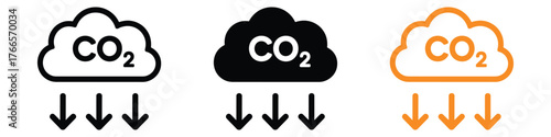 Reduce, emission carbon dioxide co2 icon vector. environmental sustainability and climate action initiative symbol. vector illustration.