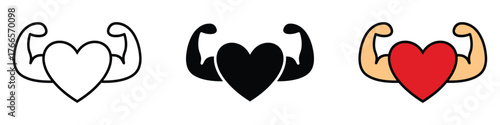 Strong heart icon vector. health, fitness, and powerful love symbol. vector illustration.
