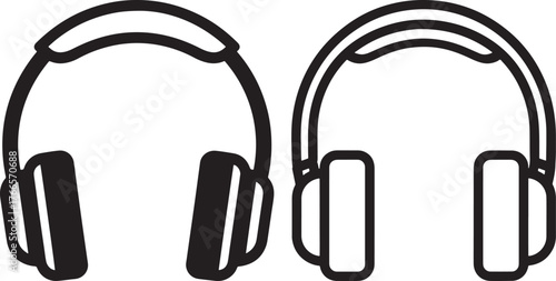 Two headphones silhouette icon