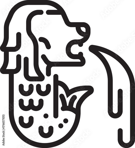 Singapore Statue Outline Icon Vector Illustration