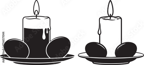 Easter eggs and candles silhouette