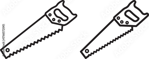 Two hand saw tools silhouette