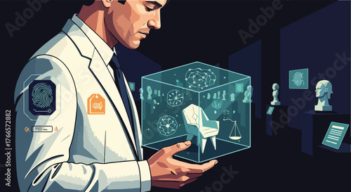 Sentience Curator – Futuristic Vector Concept of Human and AI Ethics in Modern Leadership 2