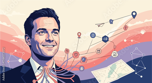 Serendipity Architect – Creative Vector Depicting Innovation Design and Human Connection Strategy 2