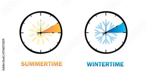 daylight saving time summertime and wintertime clock vector illustration