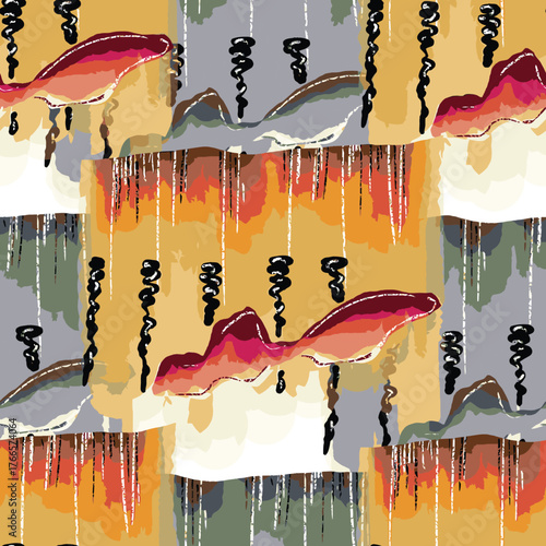 Hand drawn vector illustration Oil on canvas. colorful paint brush stroke painting, Abstract art vector illustration. Brushstrokes of paint. modern Art. Prints, wallpapers.