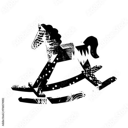 Rocking horse presents texture in a children's playroom