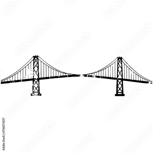 Bridge spans waterway in illustration