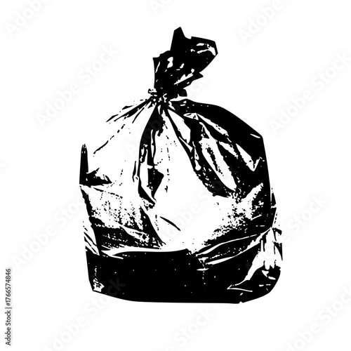 Trash bag holds refuse in a disposal setting
