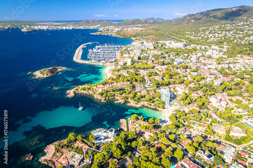 Island of Mallorca. Bendinat and Portals Nous coastal villages aerial scenic view