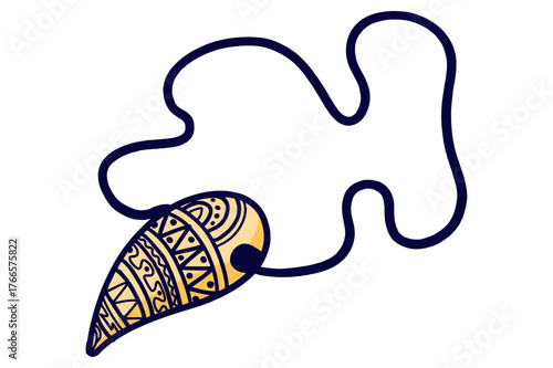 A Fang Necklace with Tribal Motif Carvings