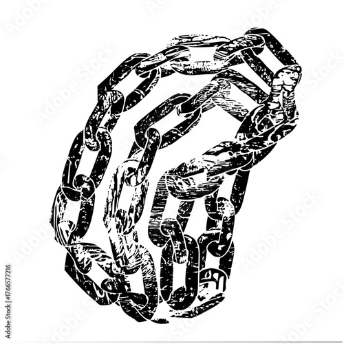 Hand Holding Chains illustration for confinement concepts